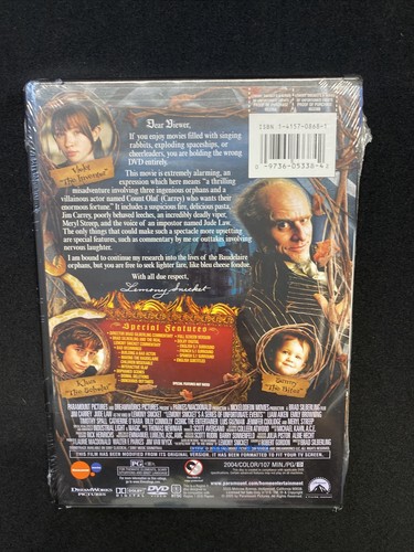 Lemony Snickets A Series of Unfortunate Events (DVD 2004) Full Screen Jim Carrey - Picture 2 of 2
