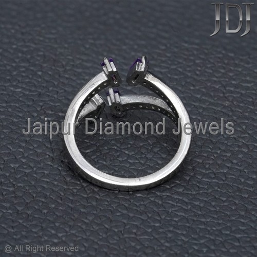 Anillo De Piedra Natural Con Diamante Y Amatista En Plata De Ley 925 - Imagen 7 de 10