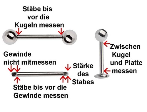 Piercing Schmuck Zungen Stab Stecker Barbell in 1,6mm mit 6mm Stern Verschluss - Bild 4 von 4