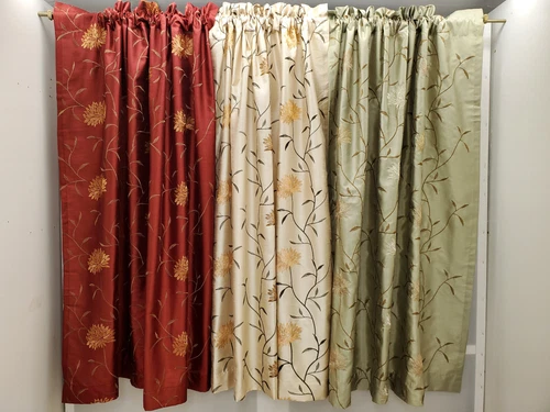 Avalon Faux Silk Rod Pocket Floral Ivy Curtain Ensemble Panel or Valance