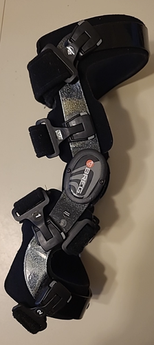 Breg Fusion Metal Knee Brace Left Leg Size XL/Large Hinged Black Stabilizer (L29