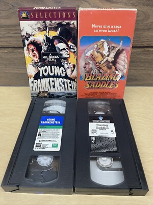 Mel Brooks Gene Wilder 2 Movie Lot VHS Blazing Saddles, Young Frankenstein