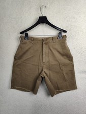 Abercrombie Fitch Men Short 32 Brown 100% Cotton Raw Hem Flat Front Regular Fit
