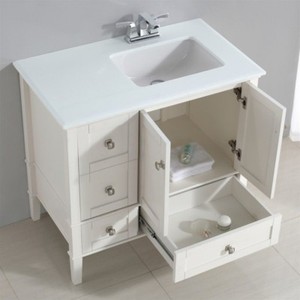 Simpli Home Chelsea Right Offset Bath Vanity 36 Inch Soft White Ebay Stock Photo