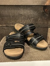 Clarks Collection Women  s Roseville Bay Leather Strap Slide Sandals Brown Size 7