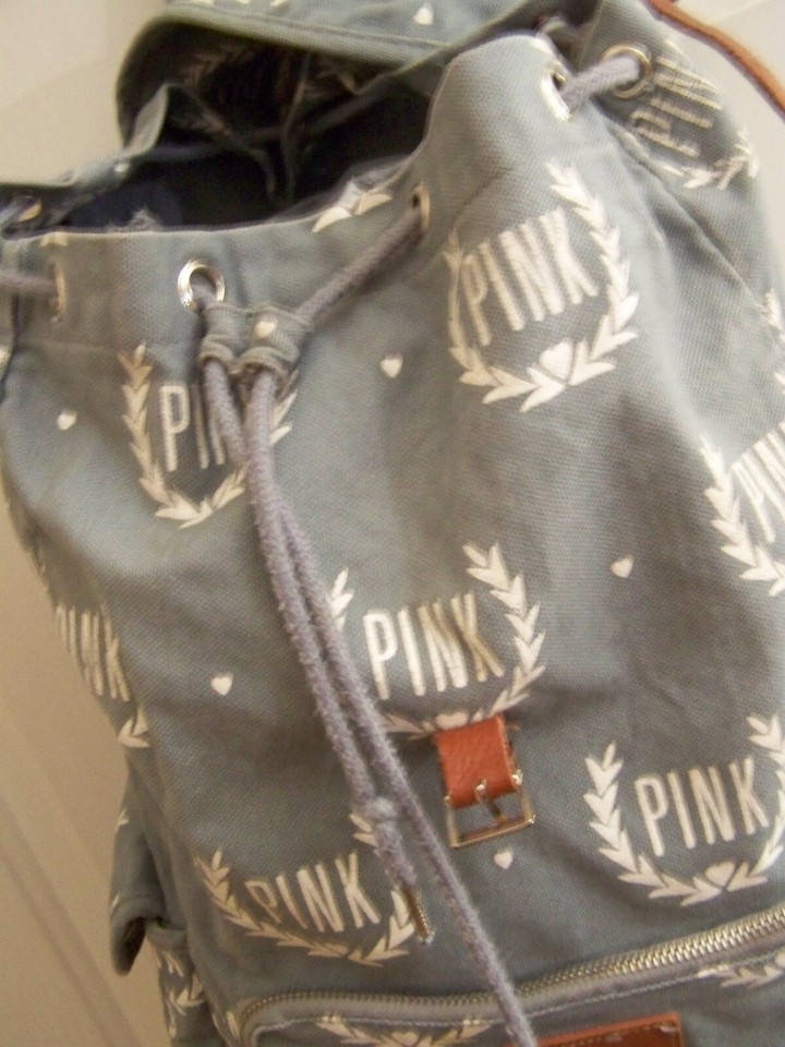 Victoria's Secret PINK, Grey Canvas Backpack School Book/ Travel Bag eBay