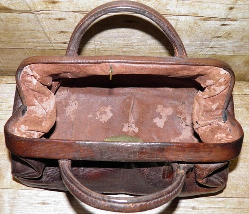 Vintage/Antique Brown English Leather Gladstone Bag By British Railway Western - Picture 9 of 11