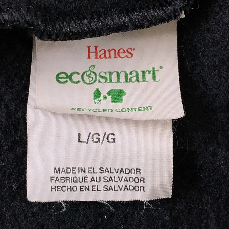 Pantalones deportivos clásicos Hanes para hombre talla grande negros con gráficos de expresiones de vellón Foto 2 de 4