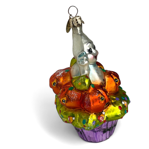2001 Rare Christopher Radko Trick o Sweet Ghost Cupcake Glass Ornament Halloween - Picture 3 of 13