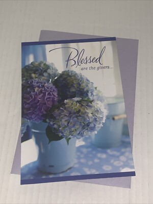Hallmark Thank You Card: Hydrangea Blessed Are The Givers Grateful Are Receivers