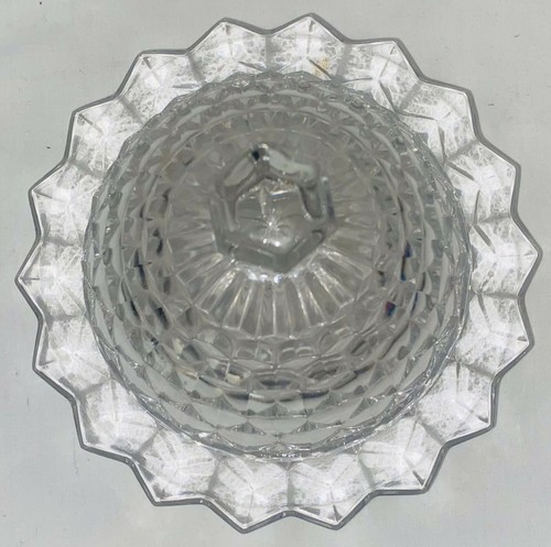 Fostoria AMERICAN CRYSTAL *6" ROUND BUTTER DISH W/COVER* #1 * - Picture 2 of 2
