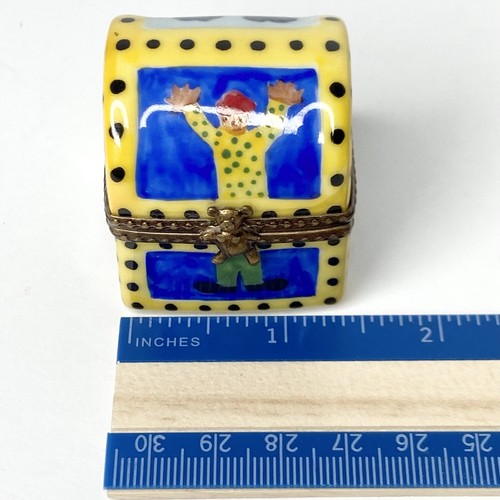 Limoges France  Peint Main Porcelain Trinket Box • Toy Box With Train • P.E. - Picture 10 of 11