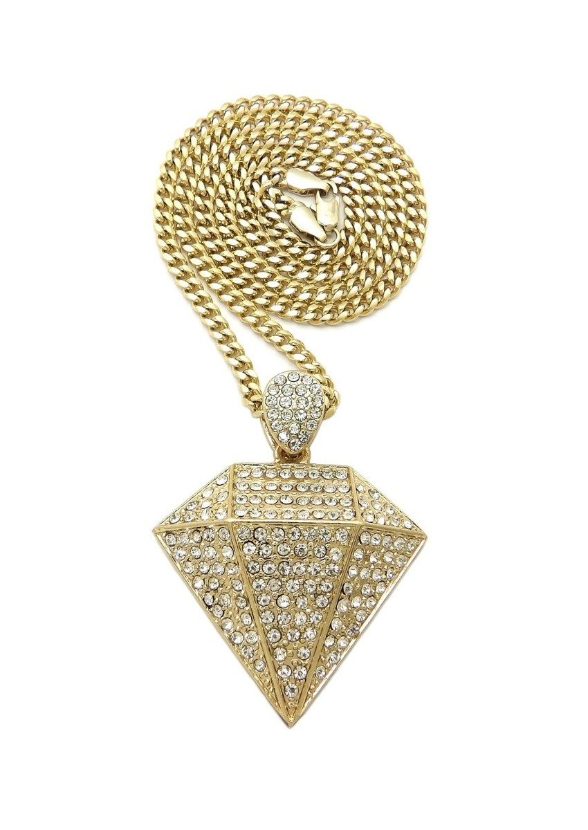 Hip Hop Stone Filled Diamond Shape Pendant 24