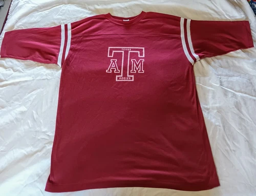 Vintage Single Stitch 1/2 Sleeve T Shirt Texas A & M Aggies Artex Sz L