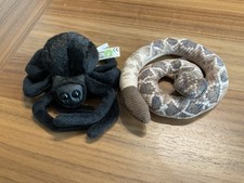 Folkmanis Mini Finger Puppets Lot-Rattlesnake  Black Spider Plush