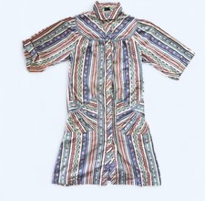 Vintage 1990s 100% Cotton Multicolored Geometric Floral Collared Dress Size M