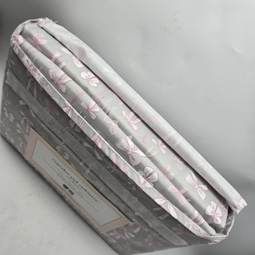 Cupcakes & Cashmere Full Sheet Set Coquette Bows Gray Grey Pink White Sheets - Picture 5 of 5