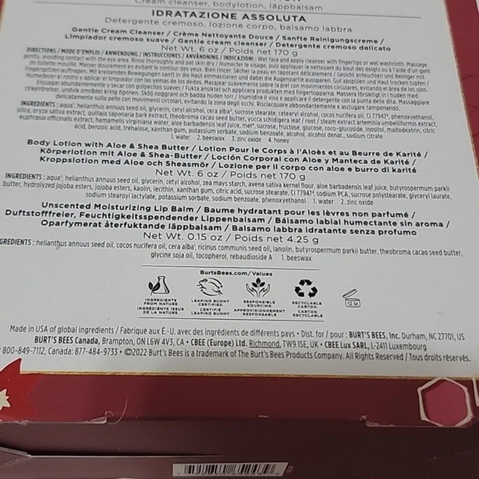 Limpiador, loción y bálsamo labial BERT'S BEES estación de hidratación 3 piezas Juego de regalo Foto 4 de 4