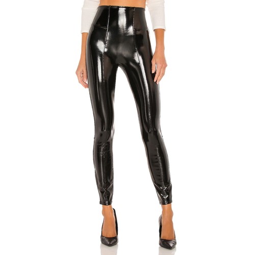 Spanx Faux Patent Leather Black High Rise Slimming Leggings Women's Size Large - Picture 14 of 14