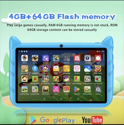 BDF 7 Zoll Kinder Tablet Android 13, 4GB RAM 64GB ROM, 1TB Expand, 5G WiFi, 4000MAH