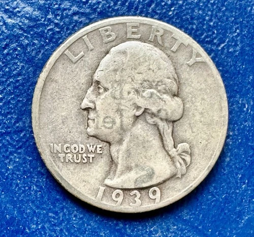 1939-S Washington Quarter. 90% Silver. VF+ Condition. Charity Auction.
