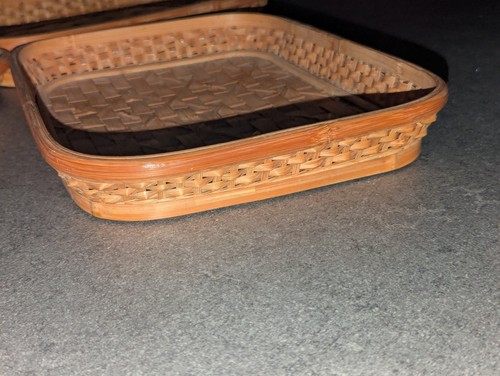 Vintage Graduated Woven Bamboo Trays Set of 3 – Boho Rustic Retro Home Decor - Picture 8 of 24