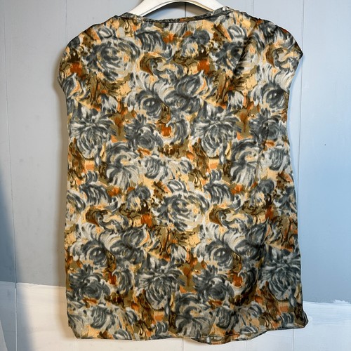 Talbots Womens Top Multicolor Floral Print Sleeveless Size 12 V-Neck Green Brown - Picture 2 of 8