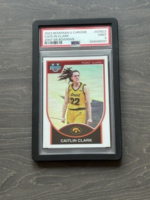 2023-24 Bowman U Chrome 2007-08 Bowman Caitlin Clark PSA 9 Iowa
