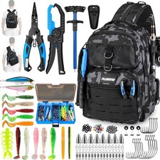 Fishing Gear, Fishing Backpack with Tackle Box, Waterproof tackle Backpack wi...
