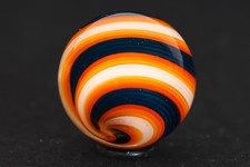Collectable Glass Art Marbles Swirl with Orange Crush, Navy Blue  White