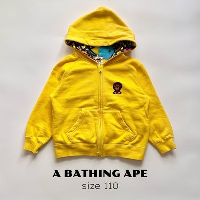 A Bathing Ape Hoodie Zip BAPE KIDS 110cm Rare child cloths Yellow Safari BABY JP