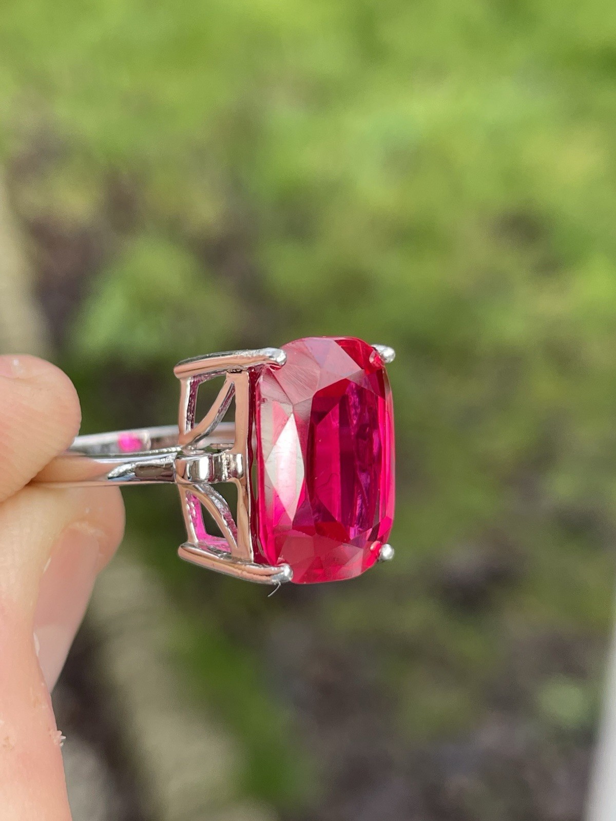 Silver Ruby 5ct Solitaire Ring, 925 Large,  4.5g - image 2