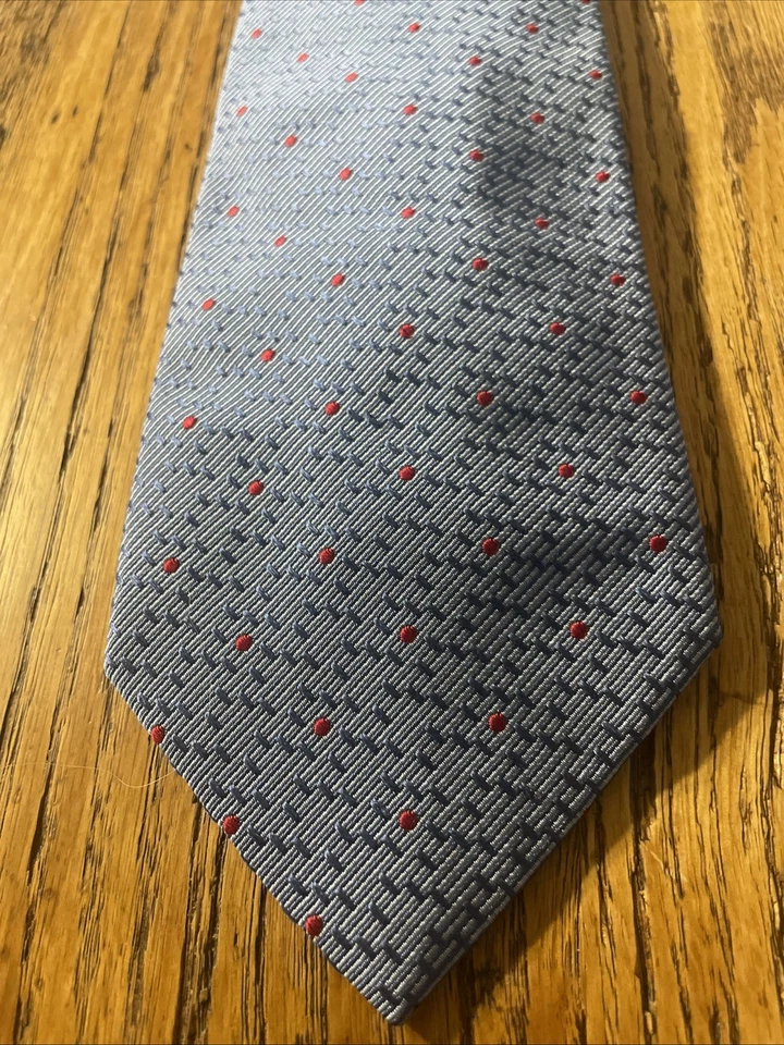 Gravata de seda geométrica grossa brilhante Luciano Barbera em excelente estado usado designer masculina feita na Itália - Imagem 2 de 4