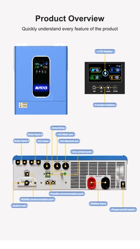 11KW Hybrid Solar Inverter On-Grid Off-Grid 2*MPPT Charger Controller Parallel - Picture 17 of 18