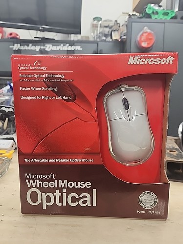 Microsoft Wheel Mouse Optical Mouse PC/MAC USB PS2 0302 X08-7117A NEW