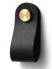 Black Leather Drawer Pulls 6 Pack New Leather Handles Cabinet knobs for Kitch...