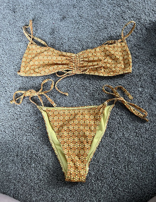 PacSun Swim Women's XL Retro Style Floral Bandeau Bikini Set Adjustable