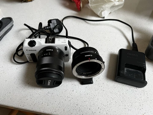 Canon EOS M Digital Camera with 18-55mm Lens and Adapter
