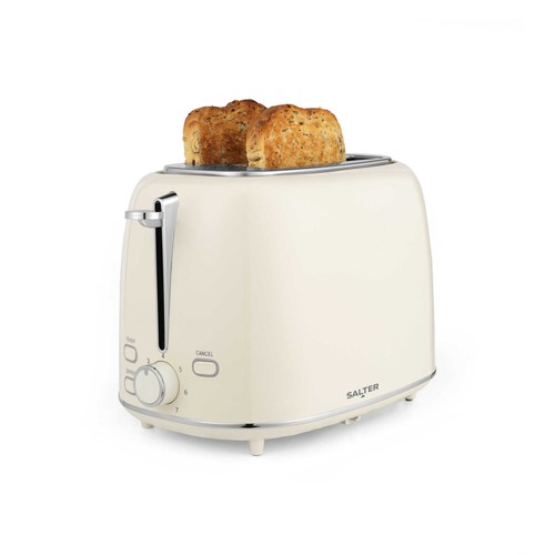 Salter Retro Cream 2-Slice Toaster - Wide Slots, Plastic, High-Lift Eject, 815W