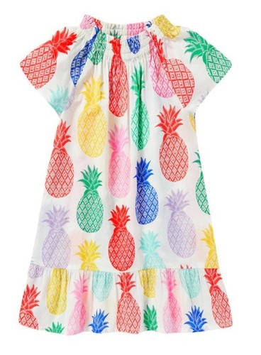 Mini Boden Girl Smocked Neck Rainbow Pineapple dress Cotton size 7-8Y 128cm