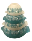 4 Pyrex AMISH BUTTERPRINT Cinderella Mixing Nesting Bowl Set 441• 442• 443• 444
