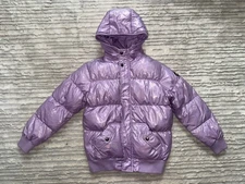 Girls 10 Appaman Shiny Iridescent Purple Hooded DOWN Winter Jacket