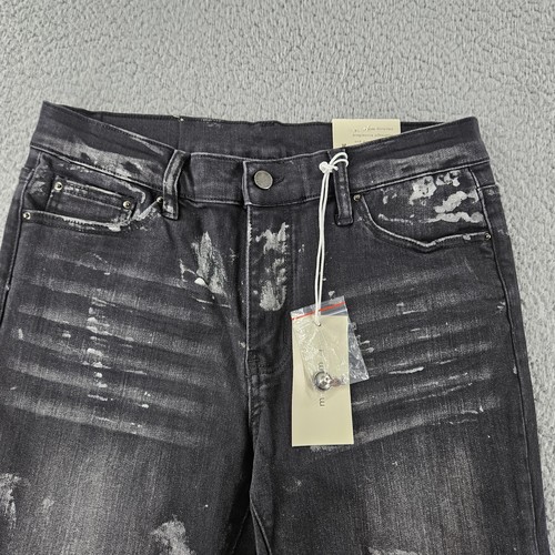 mnml Jeans Mens 32 Black X143 Stretch Distressed Splatter Skinny Grunge Skater g - Picture 2 of 16