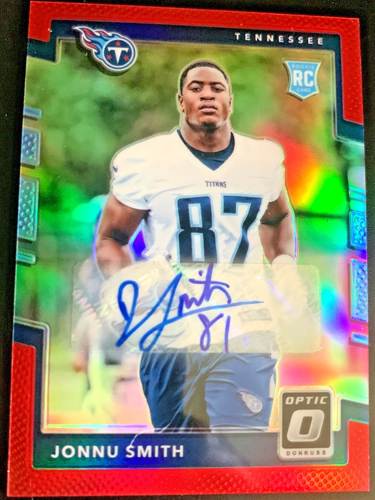 2017 Panini Donruss Optic Jonnu Smith RC Autograph 19/50 No.124 Titans Steelers