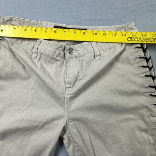 Vintage Mudd Jeans Womens Stretch Pants 90s Y2K USA Flare Size 11 Khaki - Picture 4 of 9