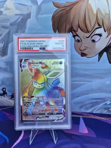2021 Pokemon Sword & Shield Evolving Skies Glaceon Vmax 208/203 Secret PSA 10