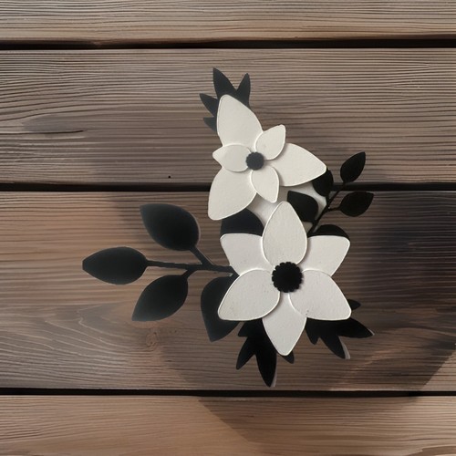 Pieza de papel de flores blanco y negro para álbumes de recortes y revistas hecha a mano - Imagen 2 de 5