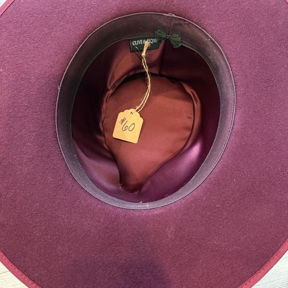 Olive & Pique Burgundy Wide Brim Hat 23 inches - Image 4 of 4
