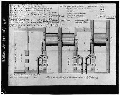 Photo:Plan of Mill House with Breast Wheels 1819 Frederic Graff