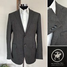 Hart Schaffner Marx Mens Two Button Tweed Blazer Wool Sport Coat Jacket Size 40L